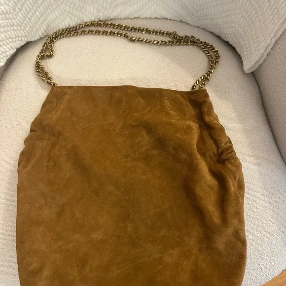 Veronica Beard Brown Suede Tote with Gold Chain - Picture 2 of 7